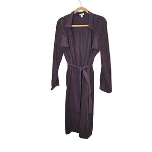 Garnet Hill NWOT Silk Linen Blend Duster Coat Lightweight Belted Grey Gray Sz 12